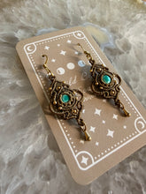 Load image into Gallery viewer, Turquoise Macrame Earrings