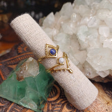 Load image into Gallery viewer, Lapis Lazuli & Moonstone Brass Rings