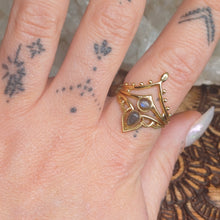 Load image into Gallery viewer, Labradorite Brass Rings