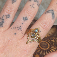 Load image into Gallery viewer, Labradorite Brass Rings