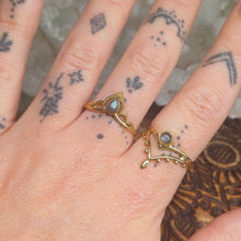 Load image into Gallery viewer, Labradorite Brass Rings