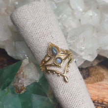 Load image into Gallery viewer, Labradorite Brass Rings