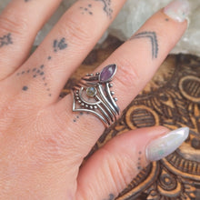 Load image into Gallery viewer, Amethyst & Labradorite Silver Rings