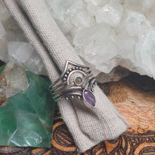 Load image into Gallery viewer, Amethyst & Labradorite Silver Rings