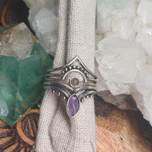 Load image into Gallery viewer, Amethyst & Labradorite Silver Rings