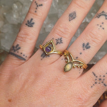Load image into Gallery viewer, Amethyst & Labradorite Brass Rings