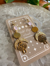 Load image into Gallery viewer, Rose Quartz Goddess Moon Earrings