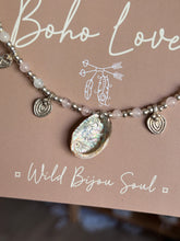 Load image into Gallery viewer, Paua shell rose Quartz necklace