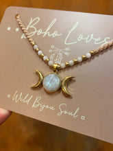 Load image into Gallery viewer, Moonstone triple moon necklace