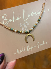 Load image into Gallery viewer, Turquoise and Moonstone Moon necklace