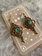 Load image into Gallery viewer, Turquoise Macrame Earrings