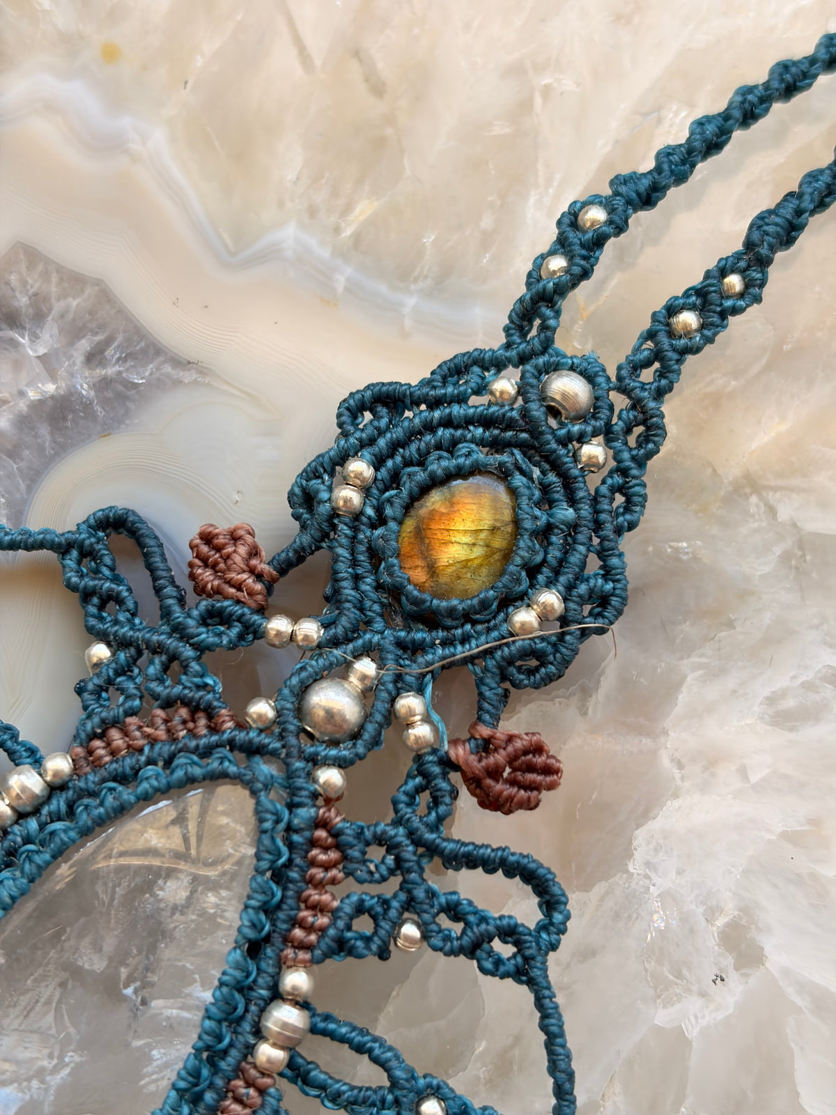 Clear Quartz and labradorite necklace