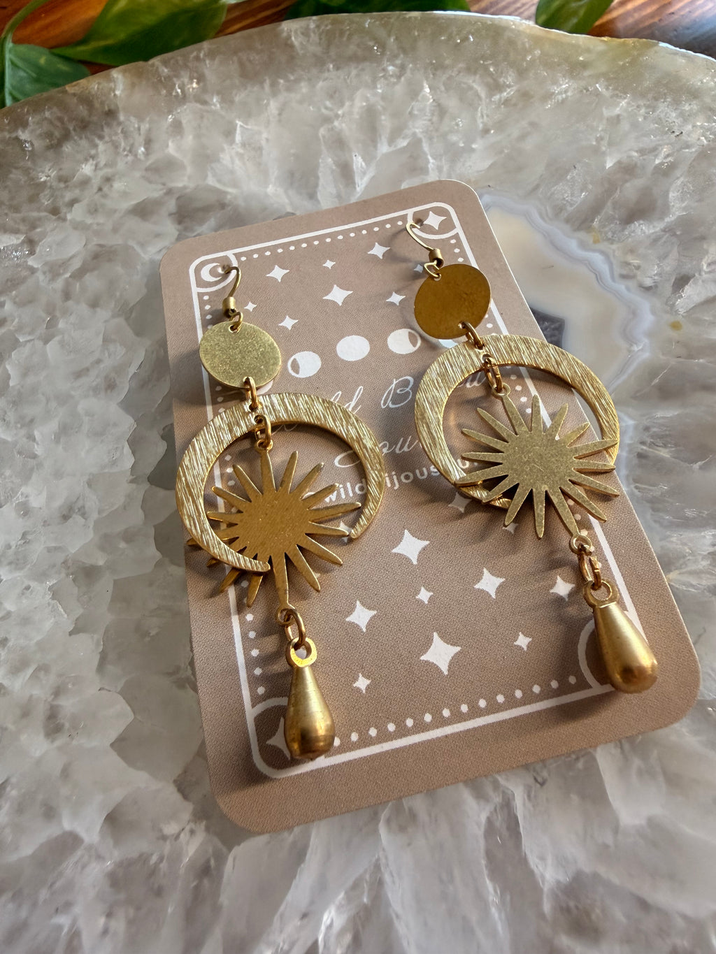Celestial sun and moon earrings
