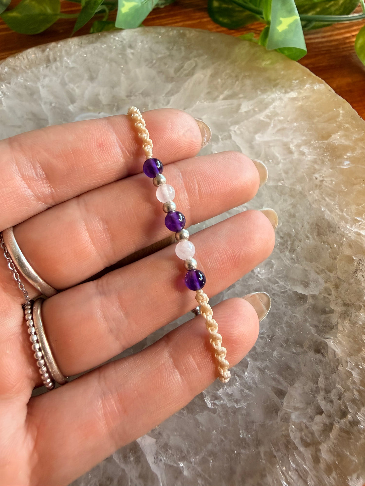 Amethyst and Rose Quartz Bracelet