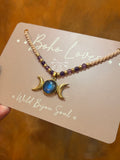 Labradorite and Amethyst Triple Moon necklace