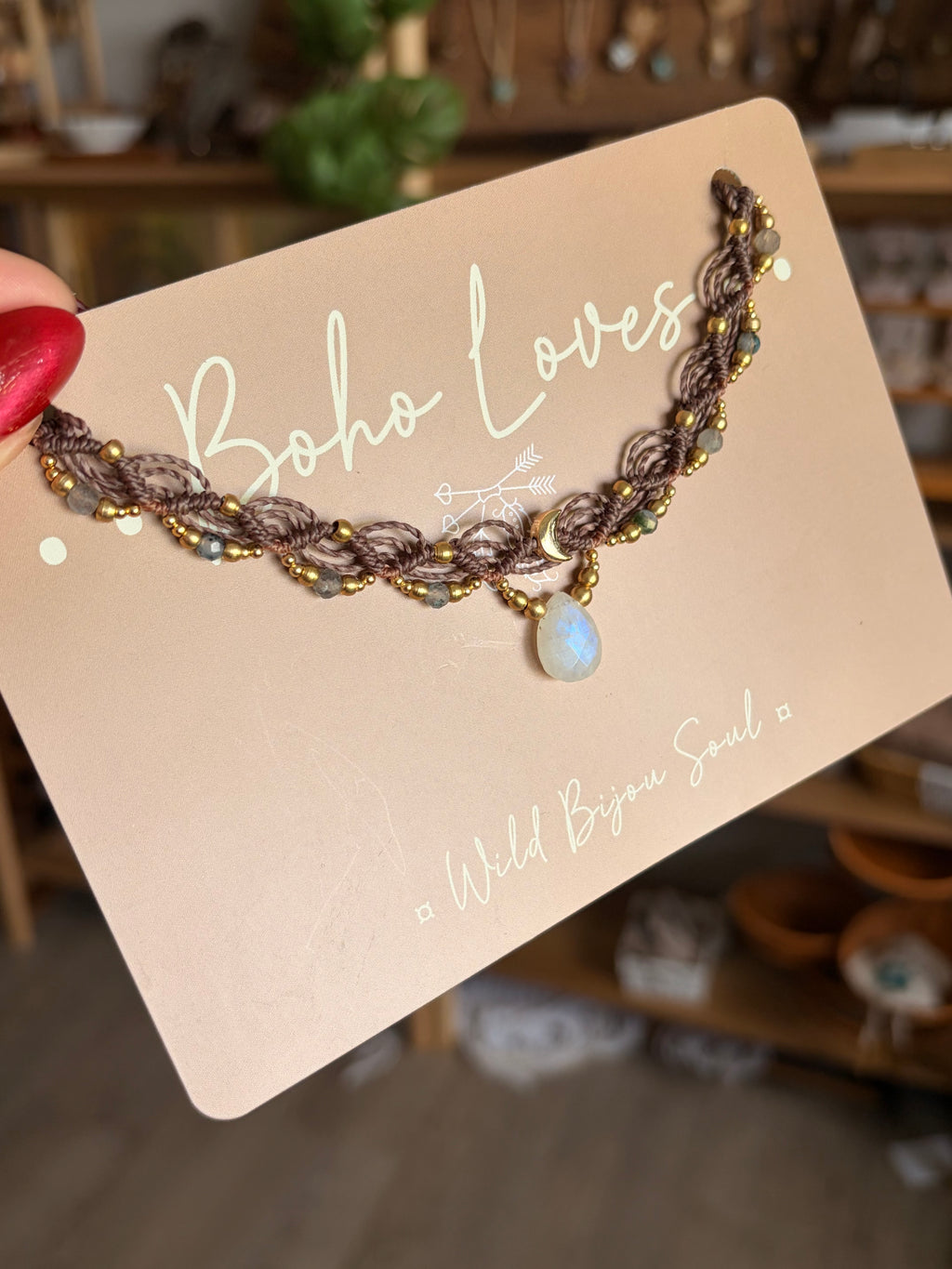 Moonstone crescent necklace