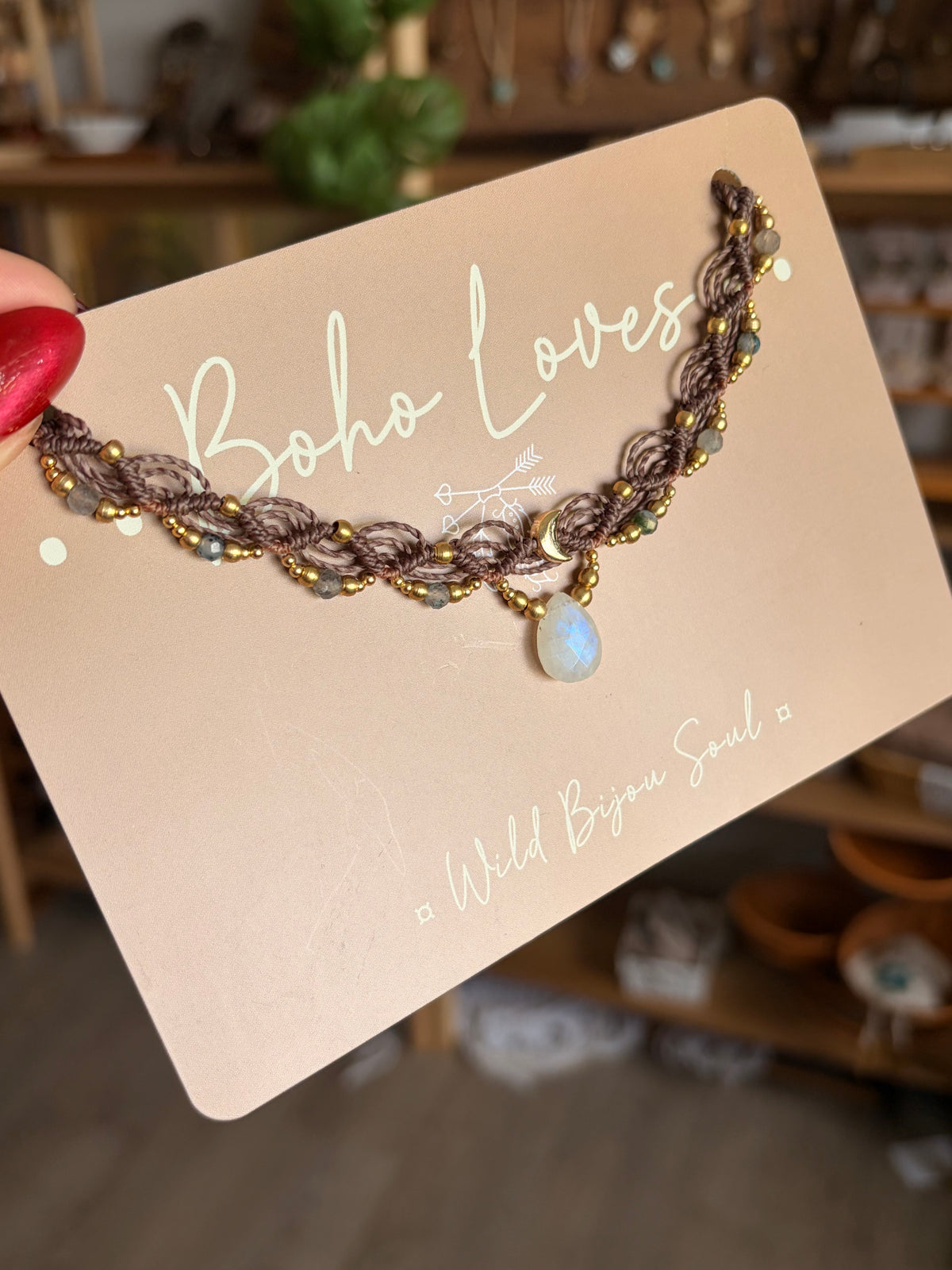 Moonstone crescent necklace