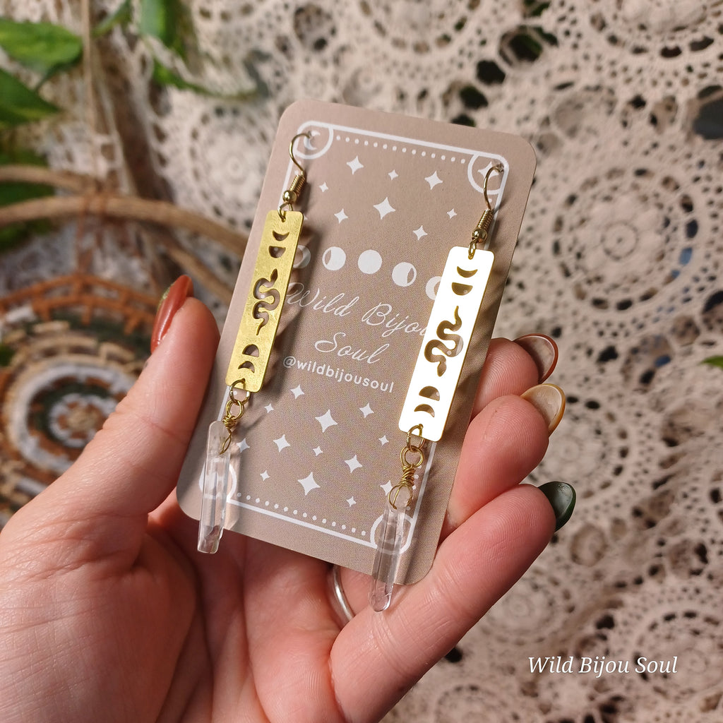 Clear Quartz Moon phase Dangles