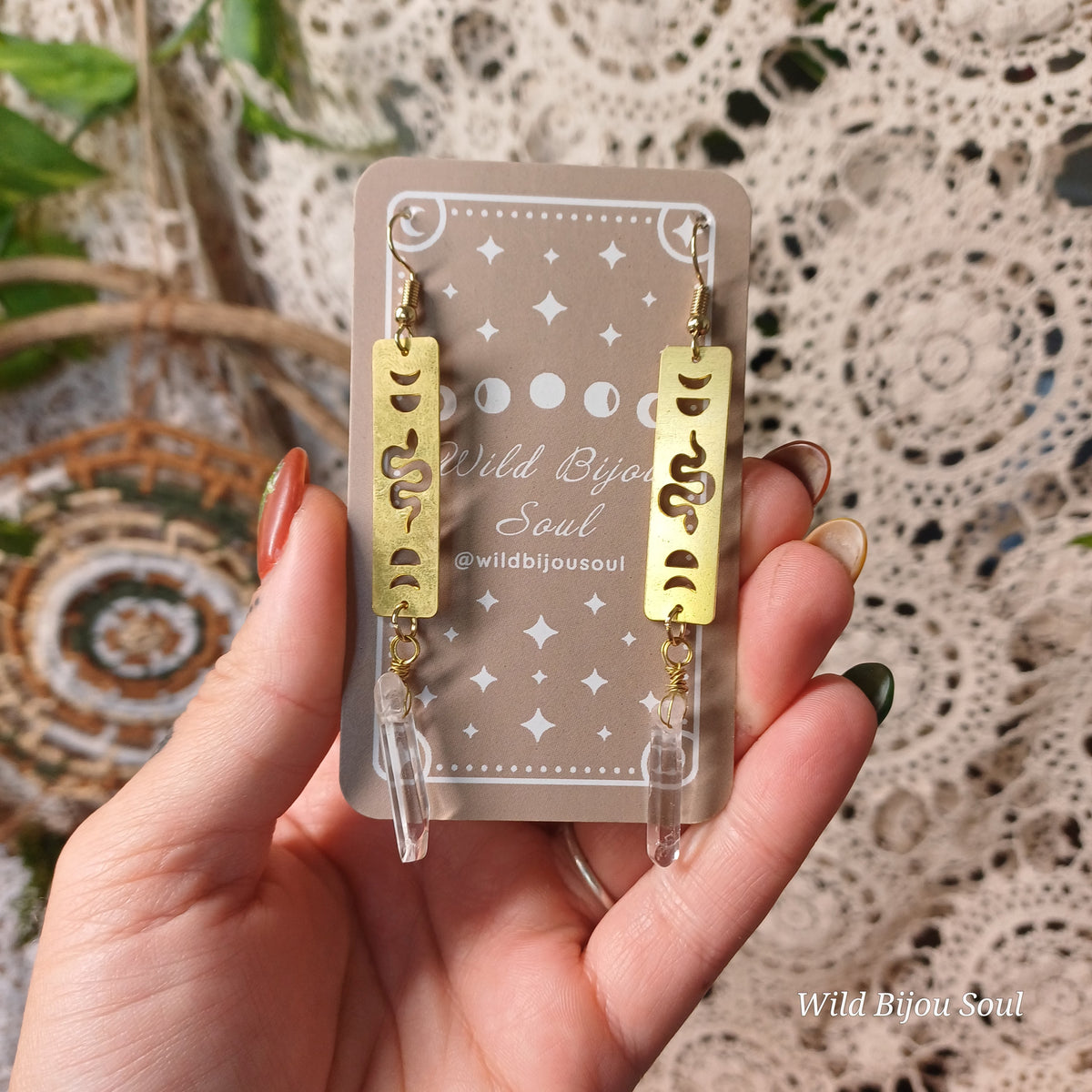Clear Quartz Moon phase Dangles