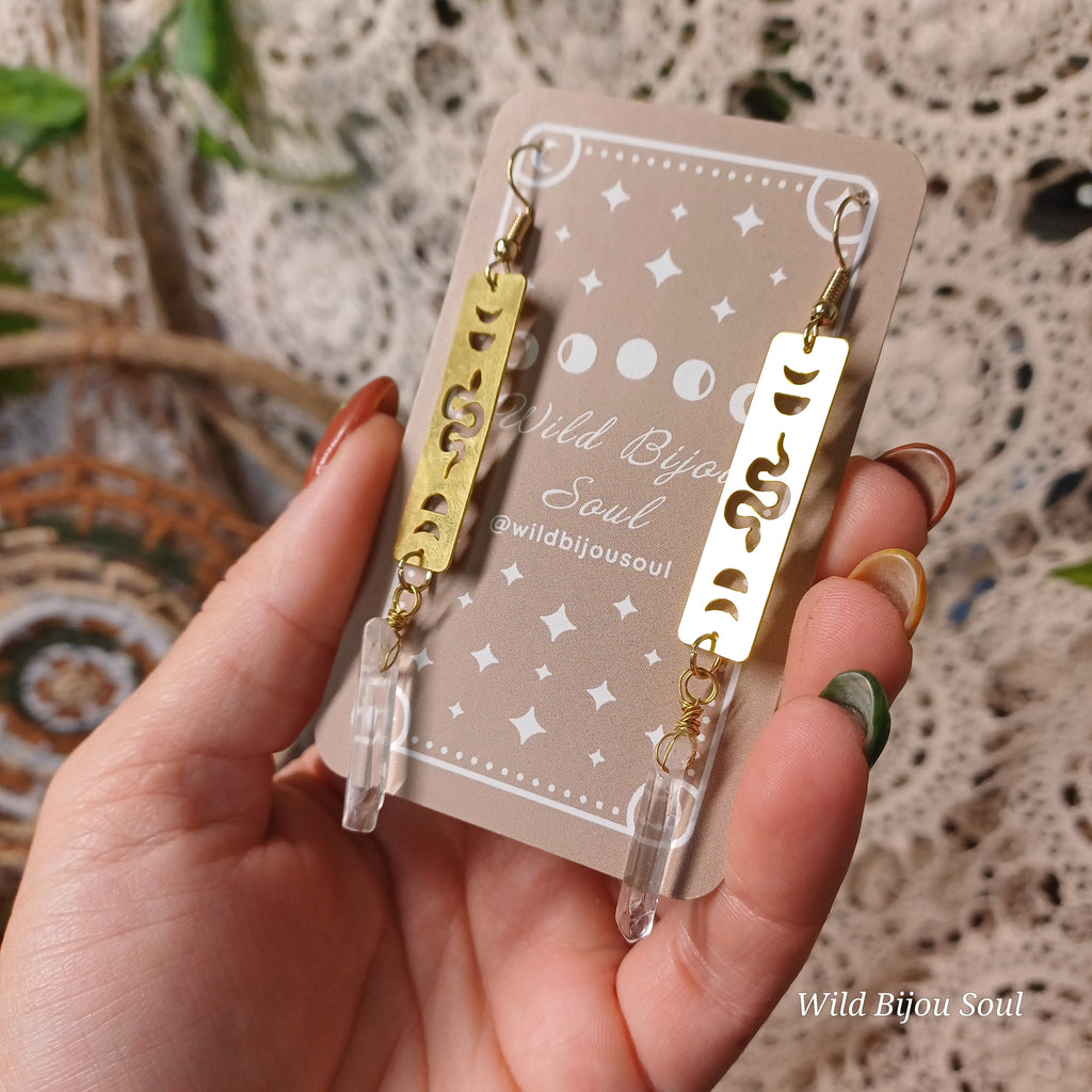 Clear Quartz Moon phase Dangles