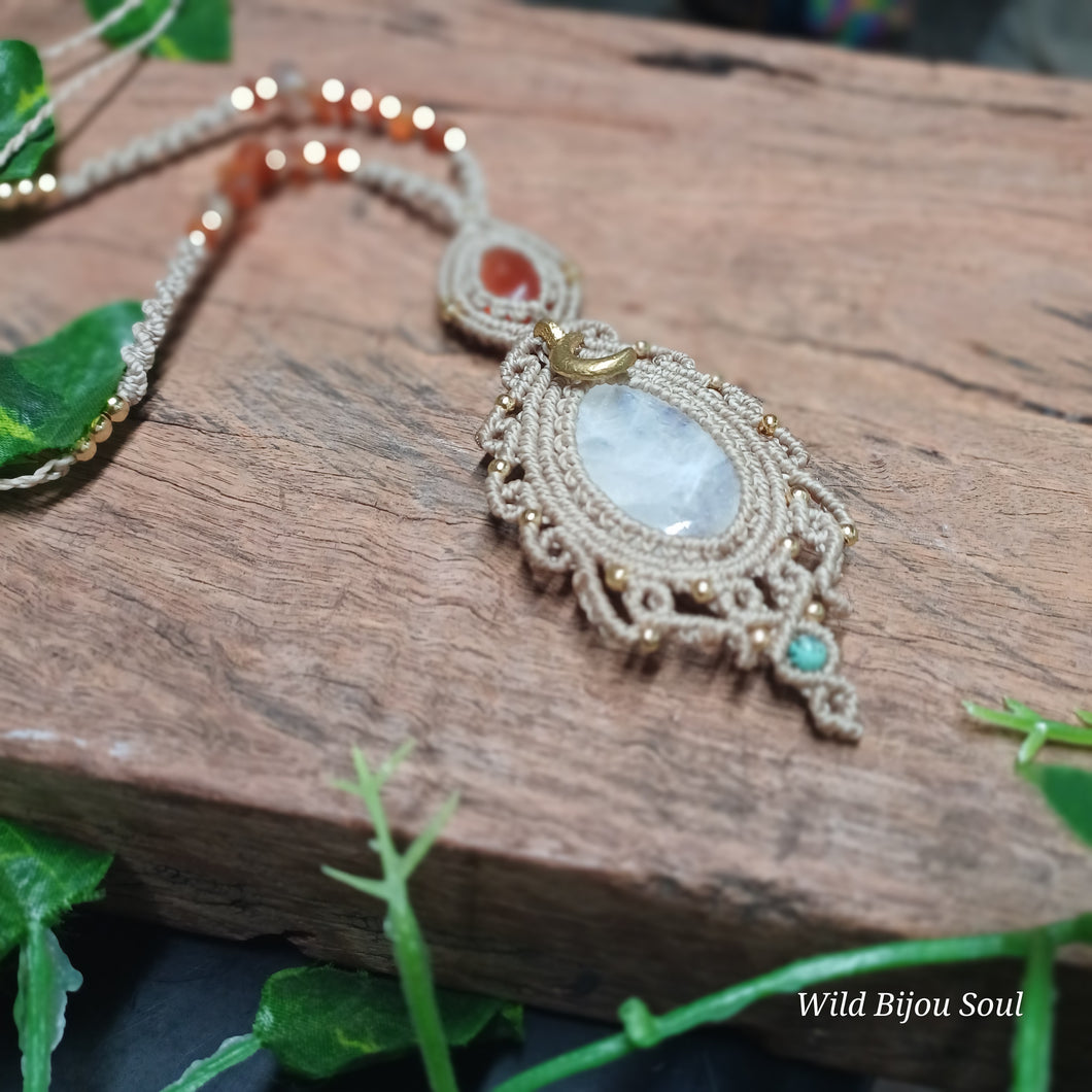 Rise with the Phoenix ~ Moonstone & Carnelian Necklace
