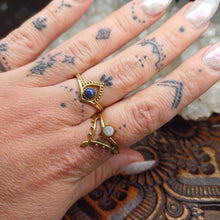 Load image into Gallery viewer, Lapis Lazuli &amp; Moonstone Brass Rings
