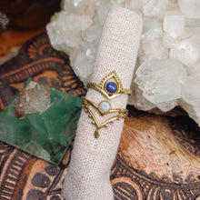 Load image into Gallery viewer, Lapis Lazuli &amp; Moonstone Brass Rings
