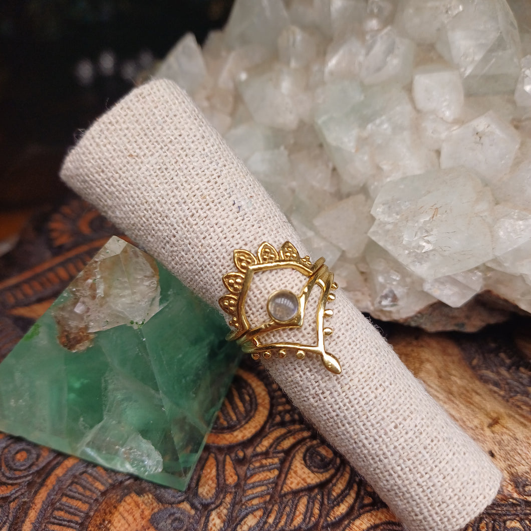 Labradorite Brass Rings