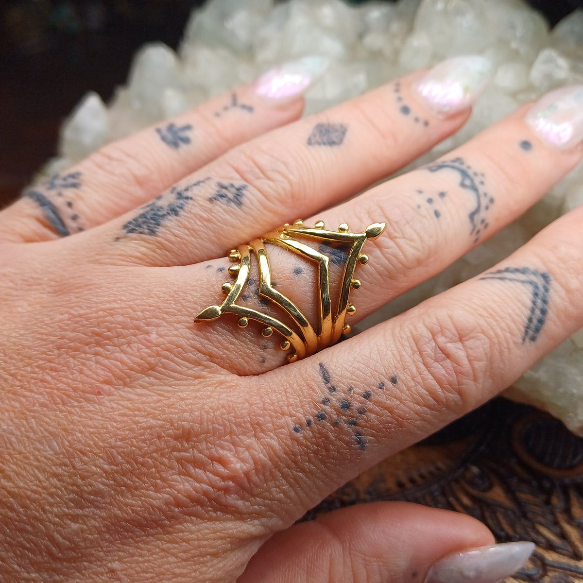 Boho Brass Statement Ring