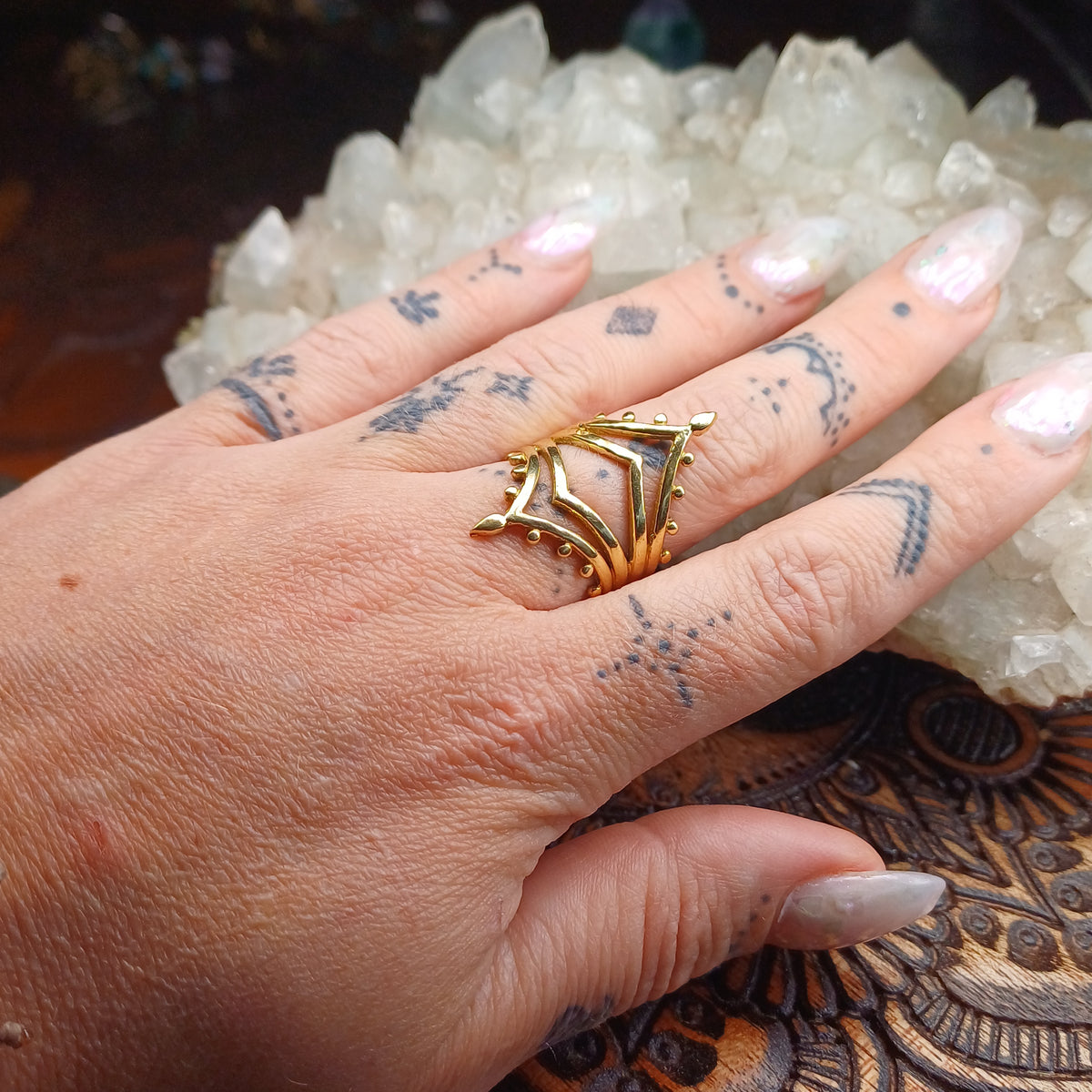 Boho Brass Statement Ring