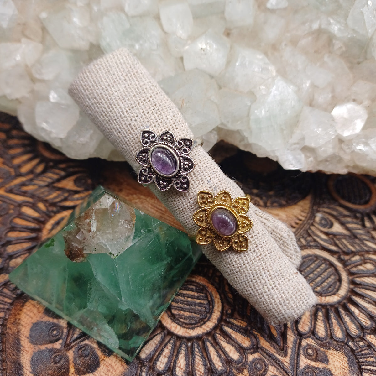 Amethyst Mandala Ring