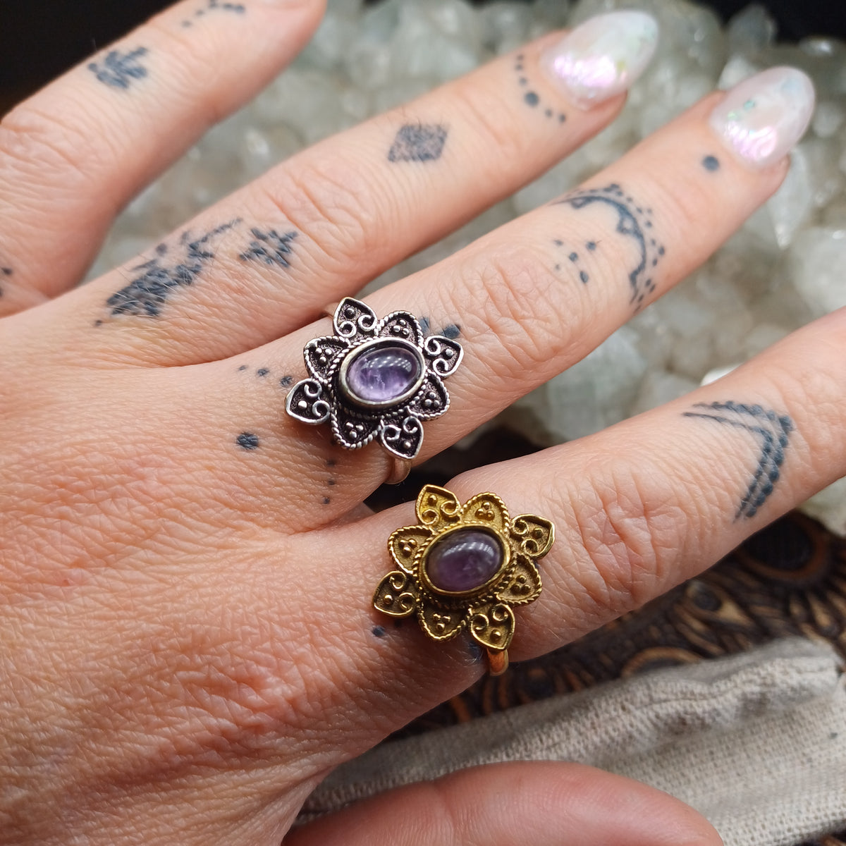 Amethyst Mandala Ring