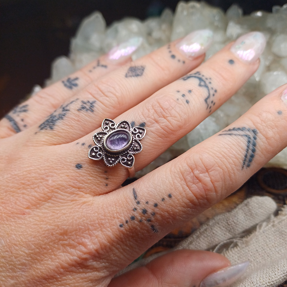 Amethyst Mandala Ring