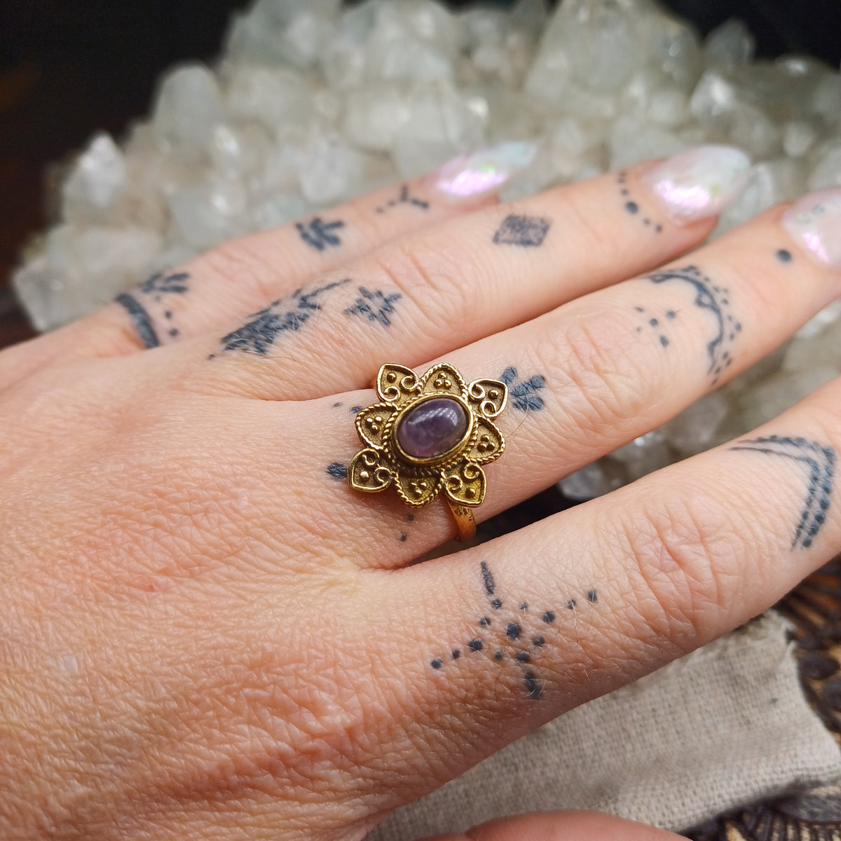 Amethyst Mandala Ring