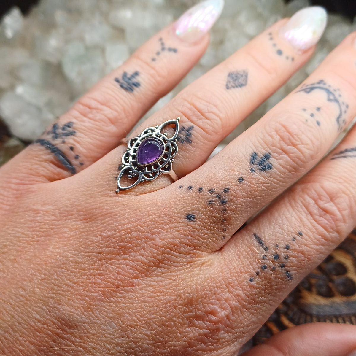 Amethyst Boho Ring