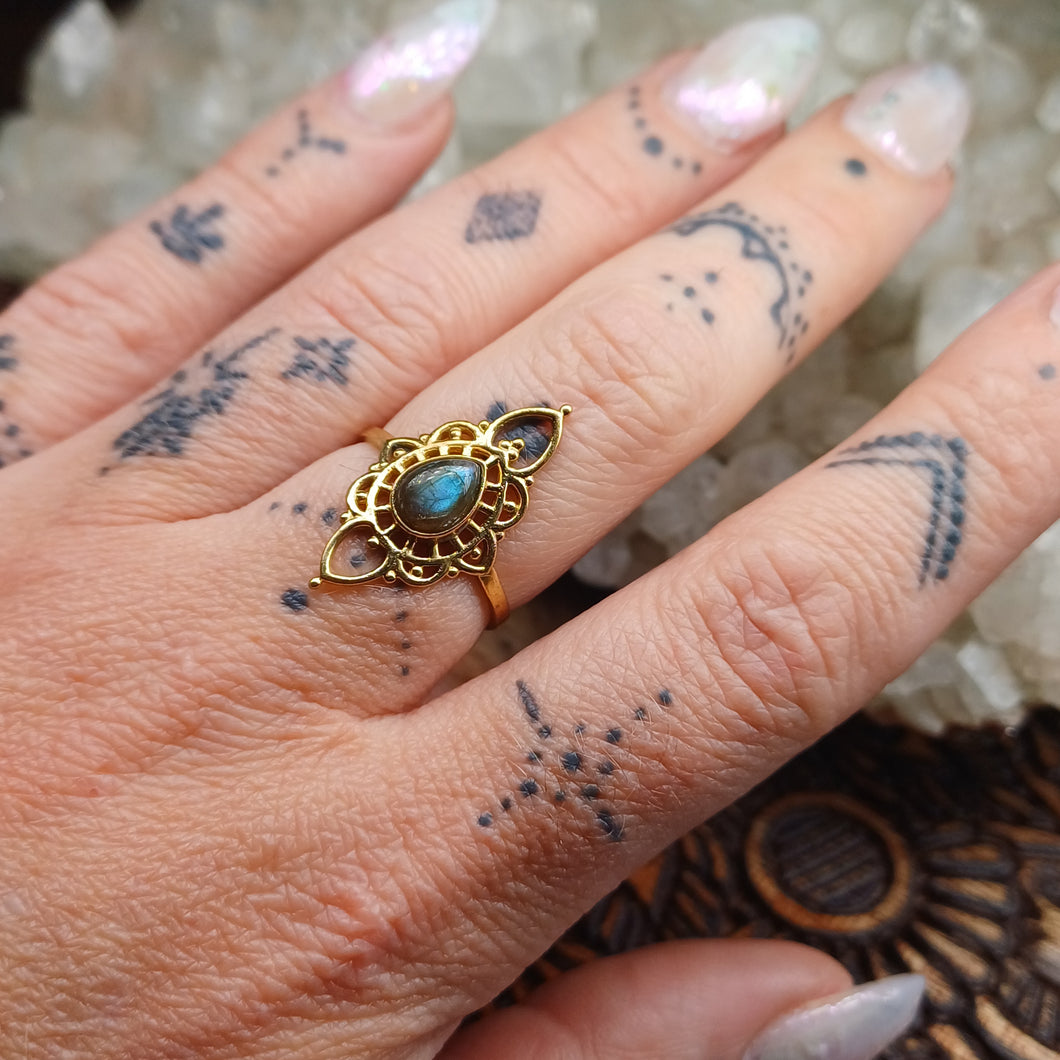 Labradorite Boho Ring