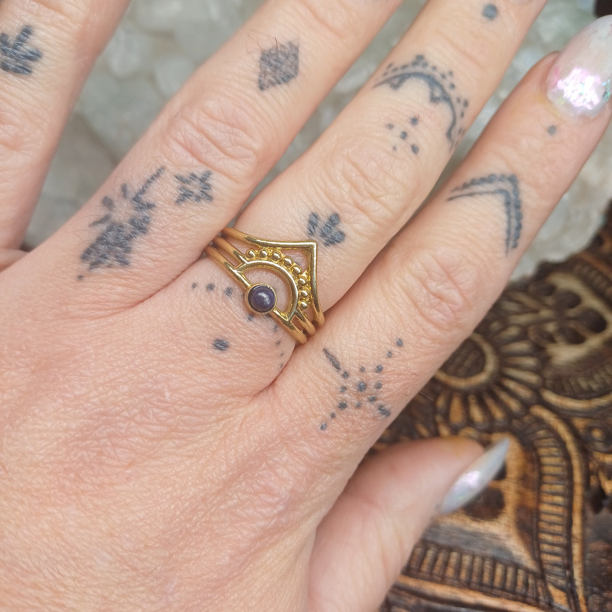 Lapis Lazuli Brass Ring