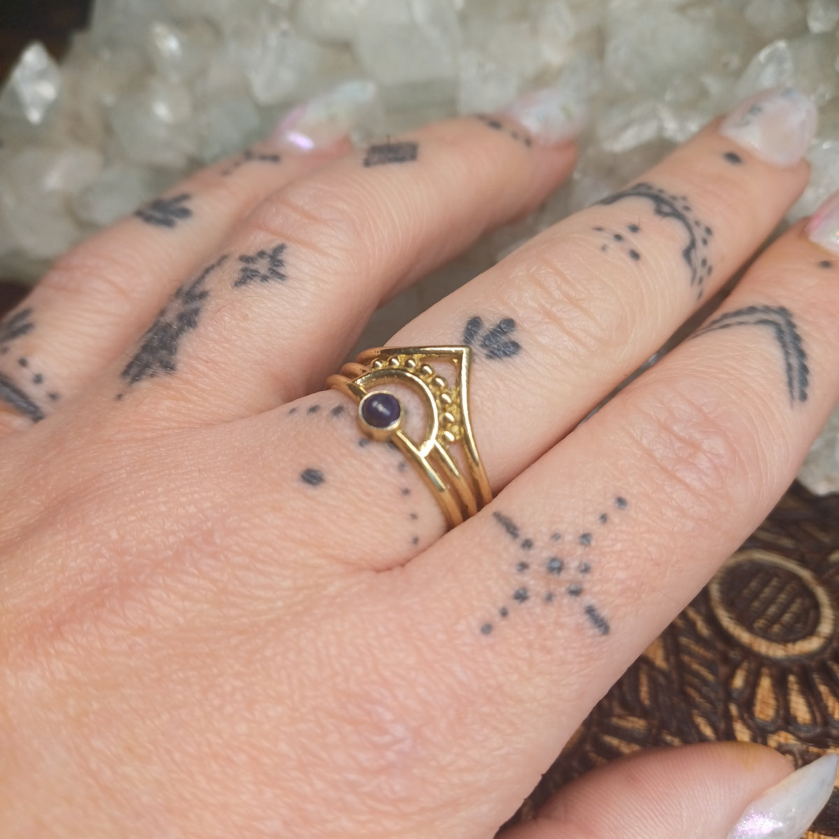 Lapis Lazuli Brass Ring