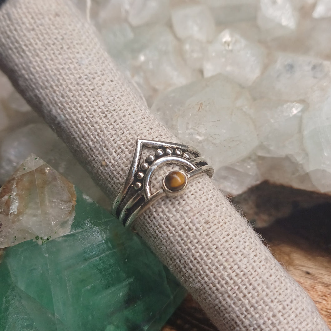 Tigers Eye Boho Silver Ring