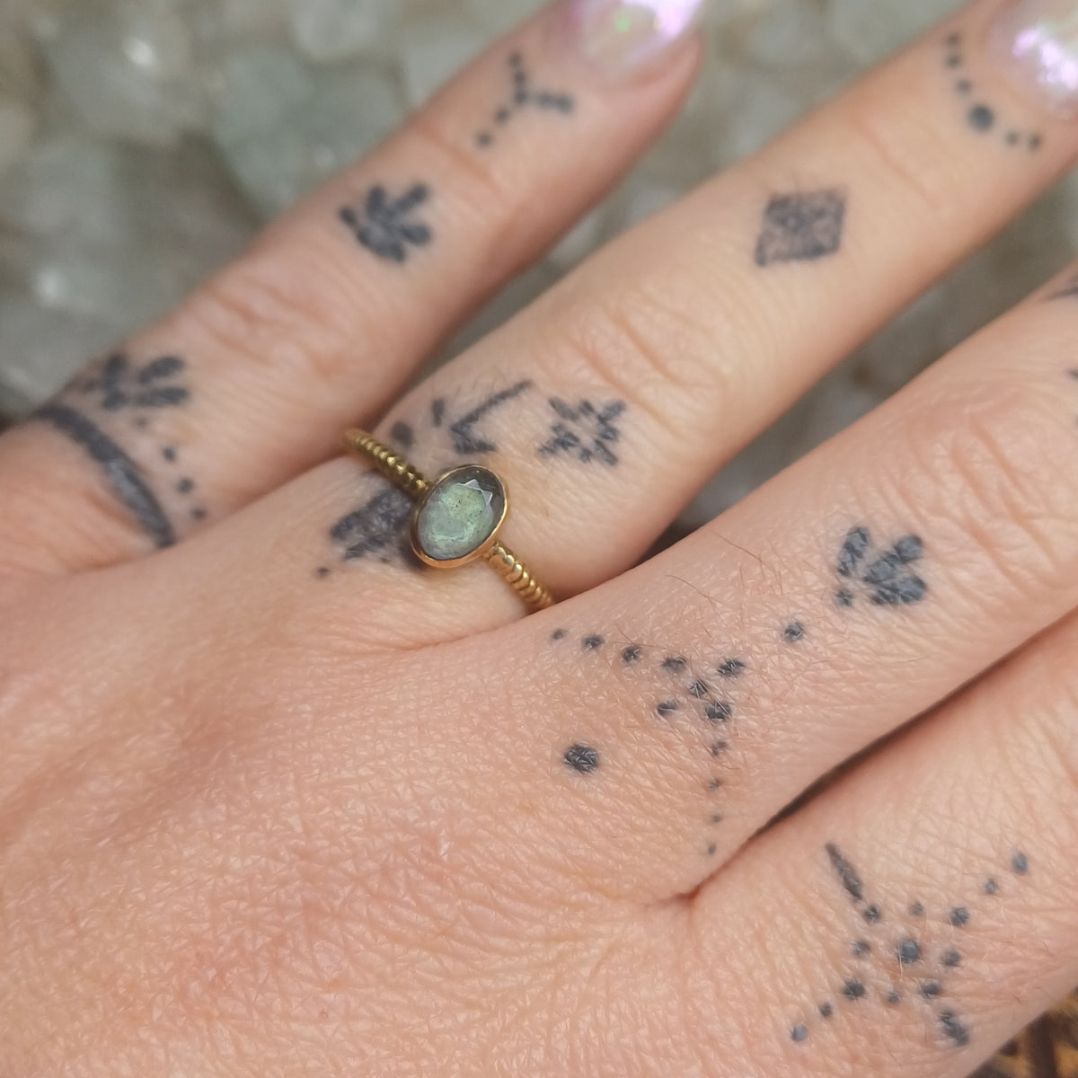 Labradorite Brass Ring