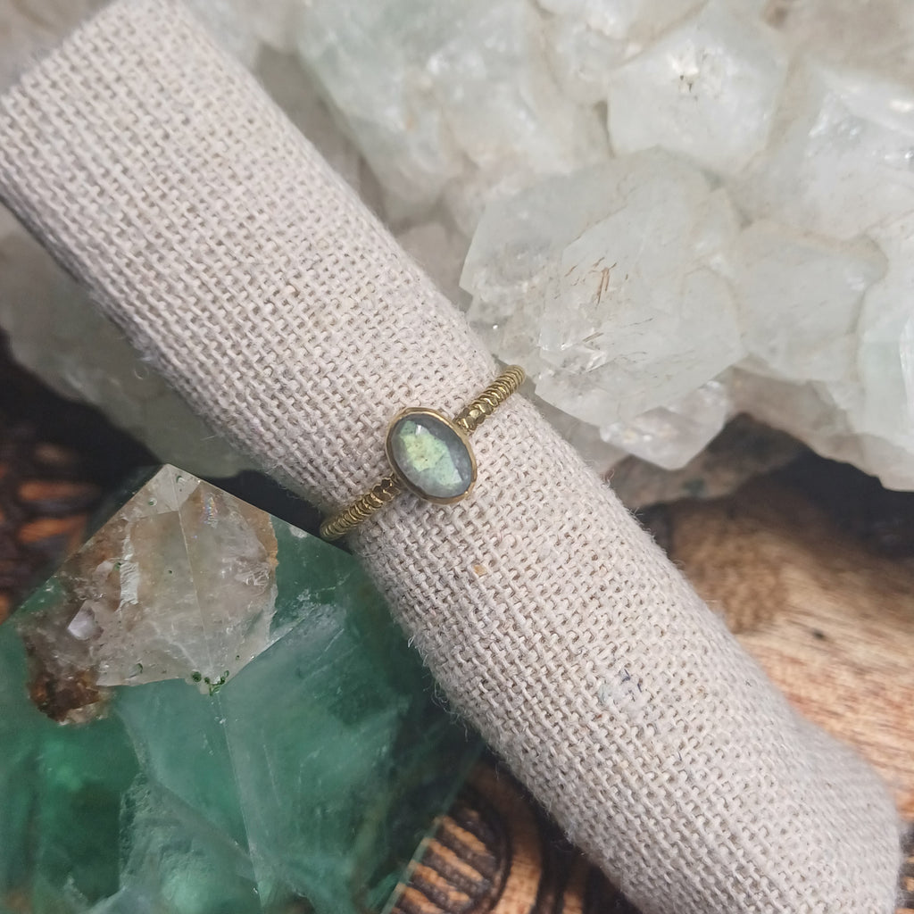 Labradorite Brass Ring