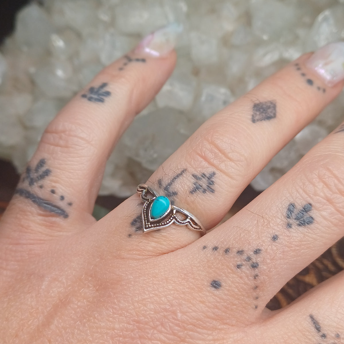 Turquoise Silver Boho Ring