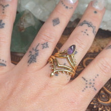 Load image into Gallery viewer, Amethyst Brass Rings
