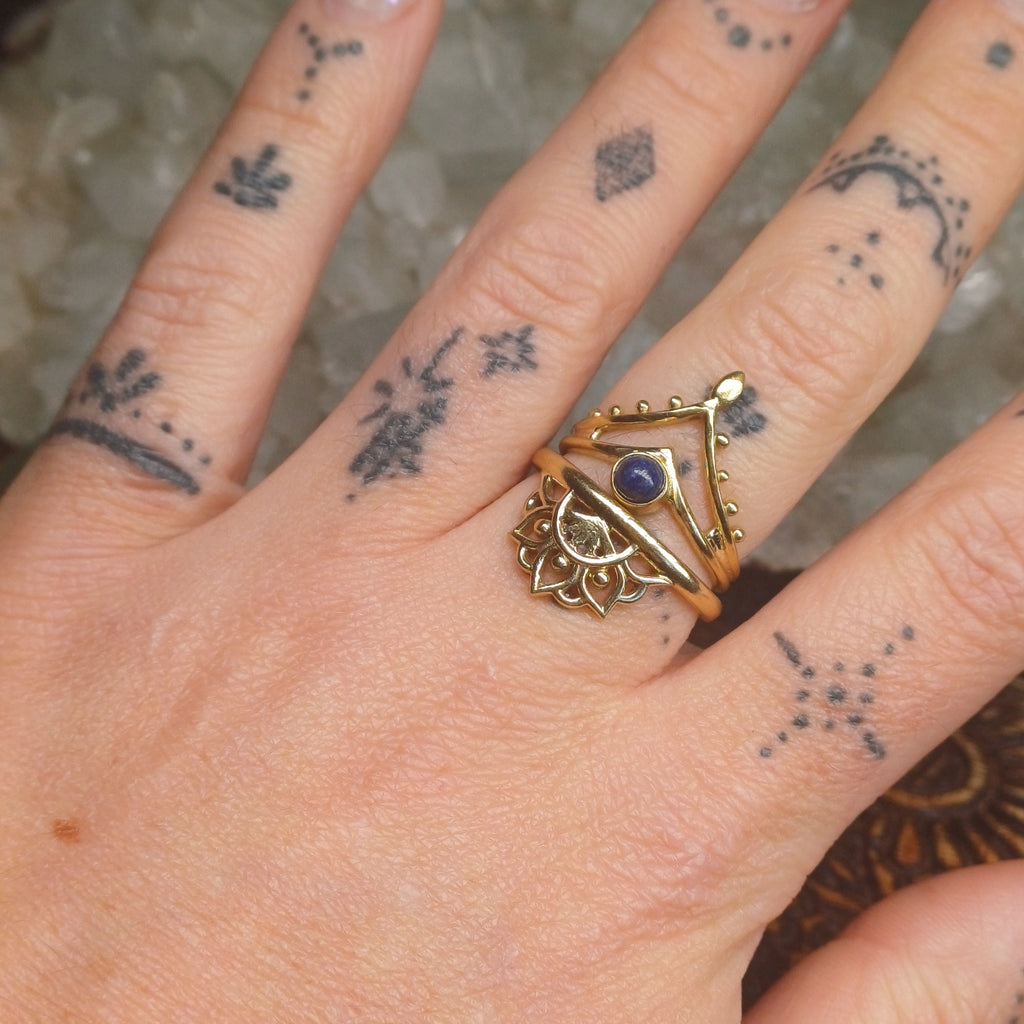 Lapis Lazuli Brass Rings