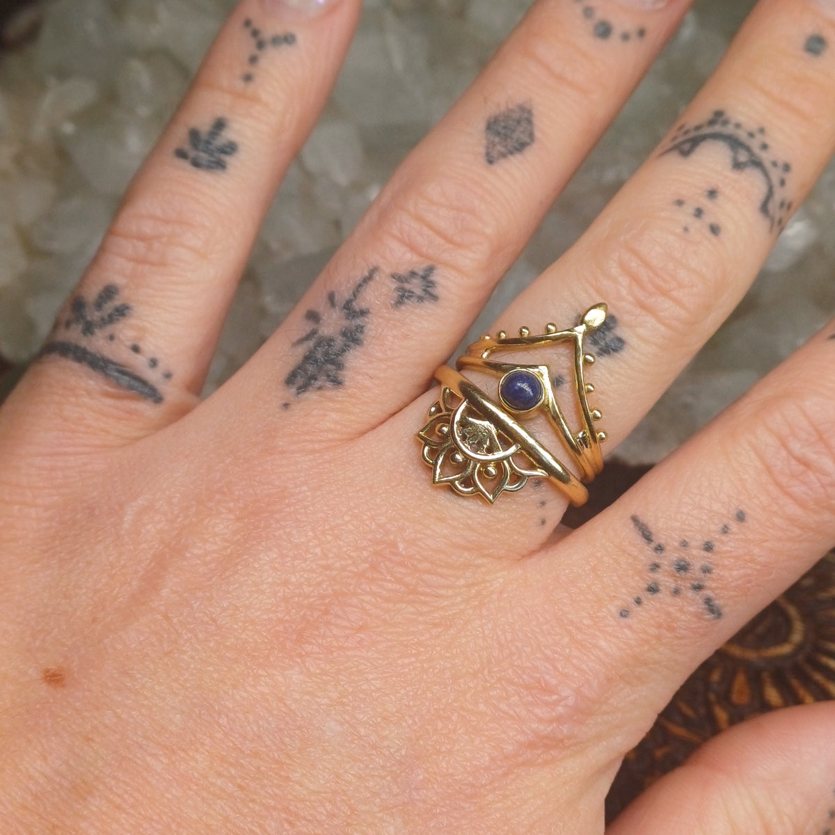 Lapis Lazuli Brass Rings
