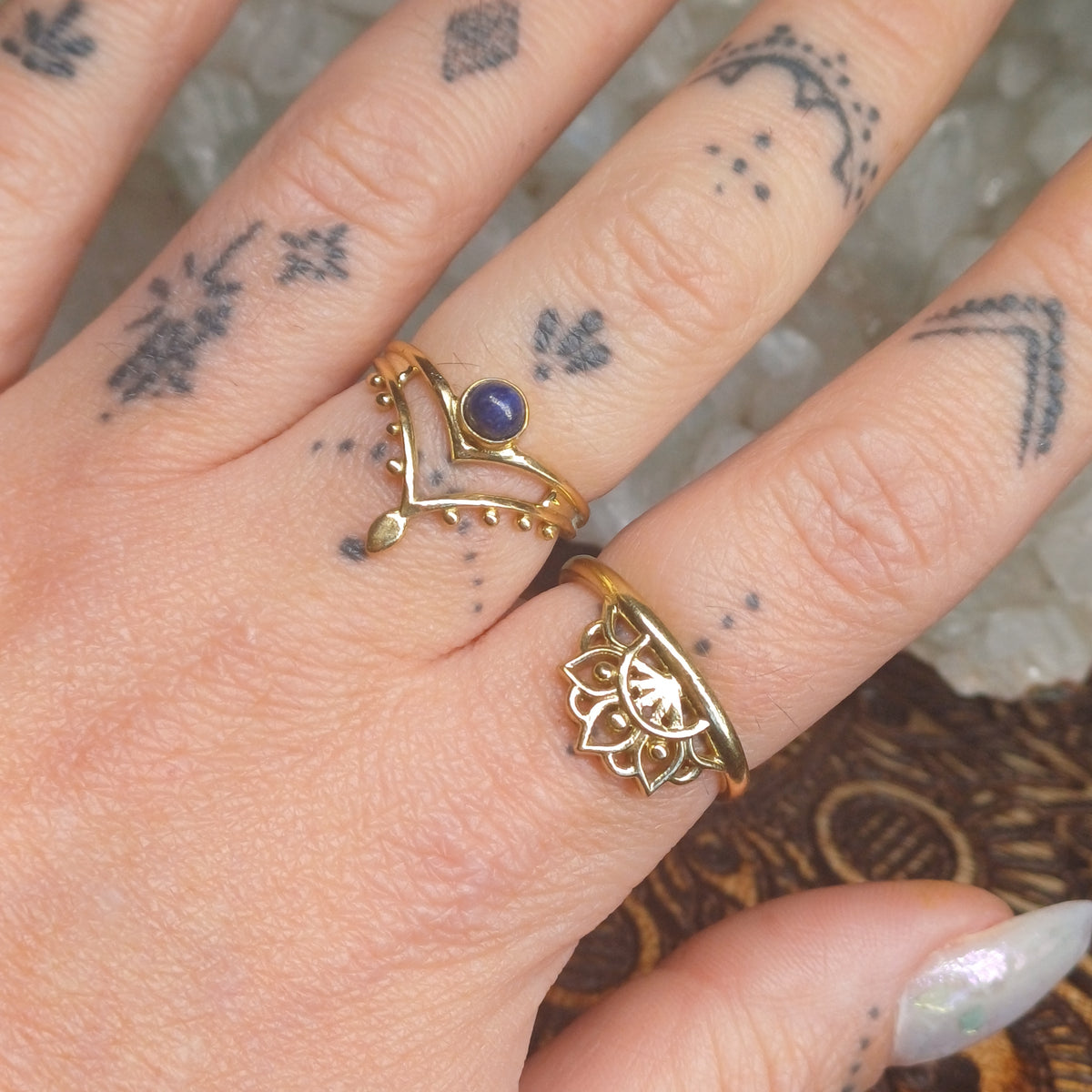 Lapis Lazuli Brass Rings