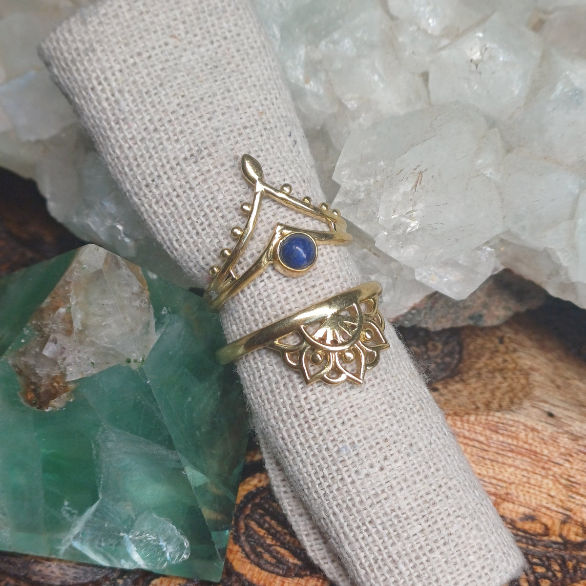 Lapis Lazuli Brass Rings
