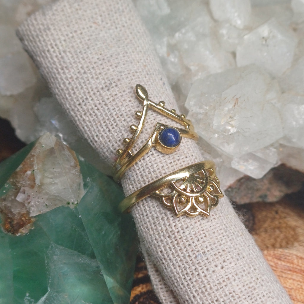 Lapis Lazuli Brass Rings