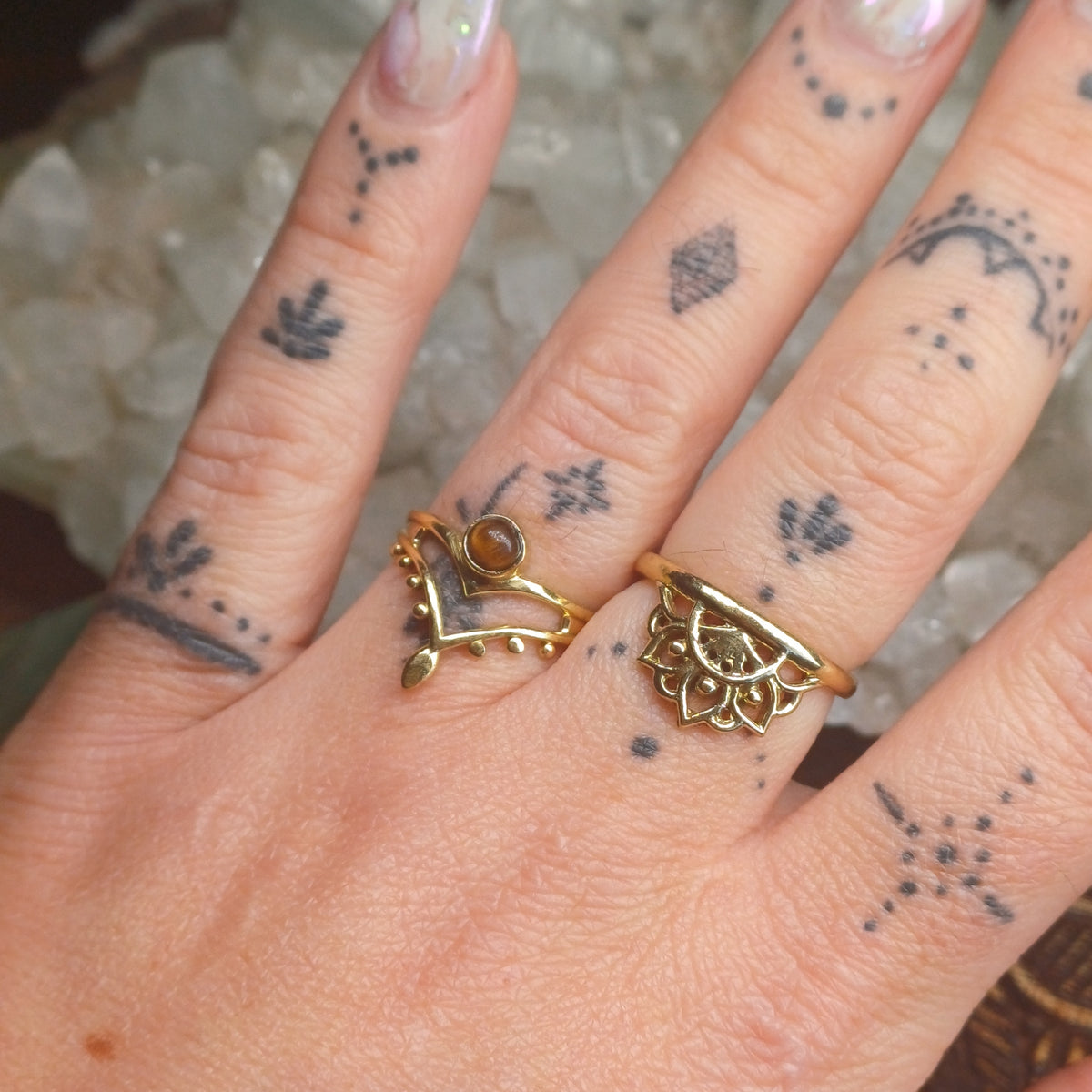 Tigers Eye Brass Rings