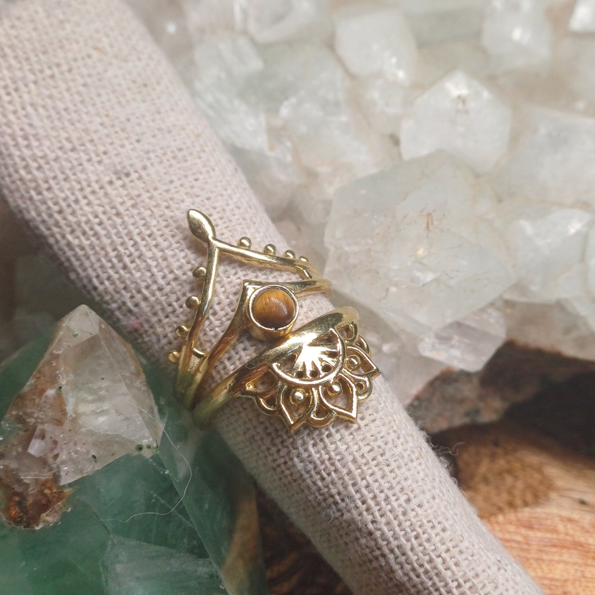 Tigers Eye Brass Rings